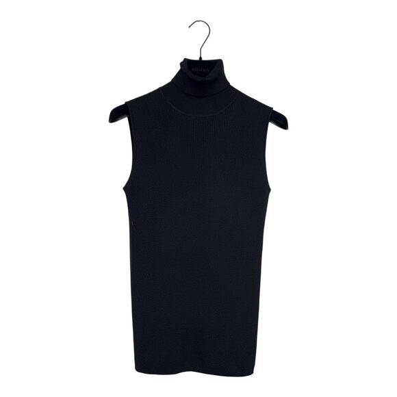 Gerard Darel Black Ribbed Fine Wool Sleeveless Turtleneck Sweater 2/Medium - Picture 1 of 5